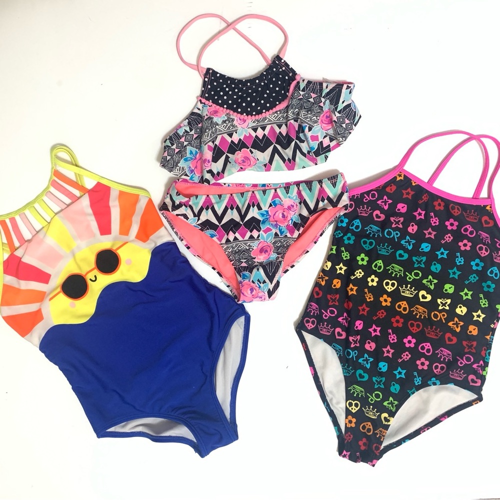 LOT of 3 Girls sz 7/8 Swimsuits + 2 freebie items
